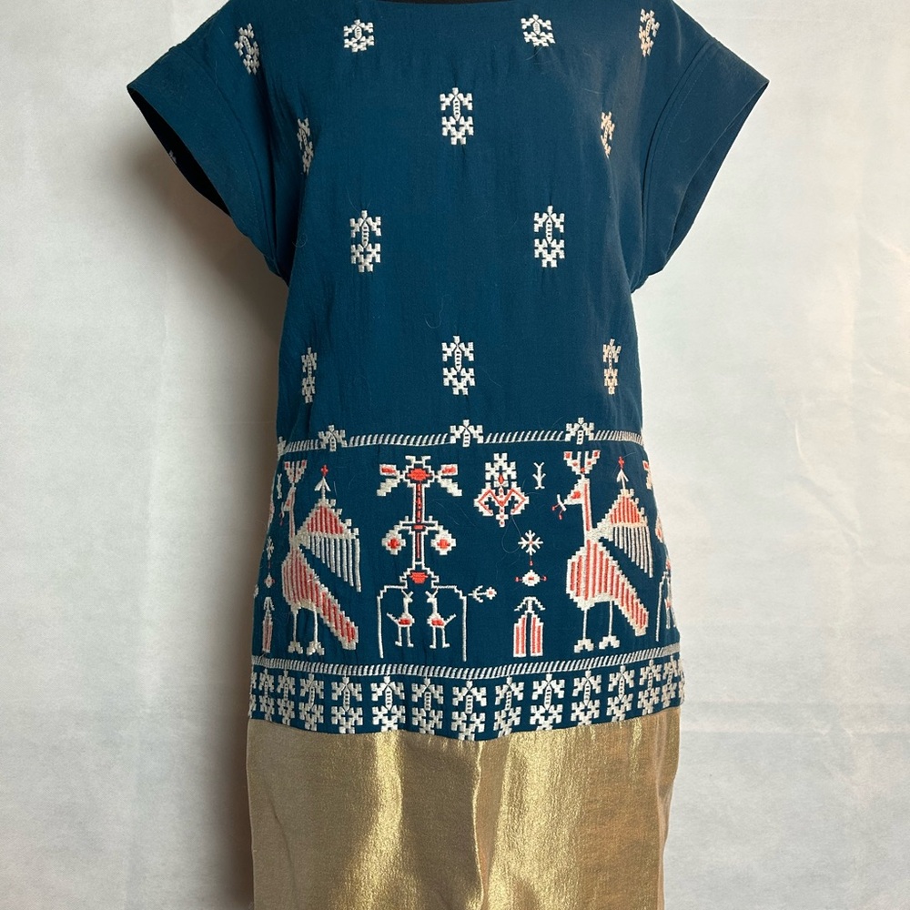 Floreat Teal and Cream Dress